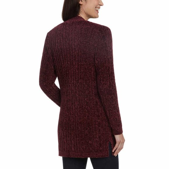 NWT Matty M Women's Knit Chanelle Comfort Fit Cardigan Wine Size L $60 AA147 - Picture 2 of 3